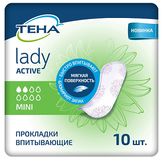 TENA (Тена) прокладки женские впитывающие lady active mini 10 шт TENA (Тена) прокладки женские впитывающие lady active mini 10 шт
