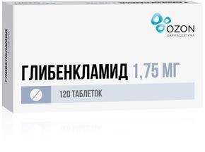 Глибенкламид, таблетки 1,75мг, 120 шт Глибенкламид, таблетки 1,75мг, 120 шт