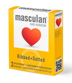 Masculan (Маскулан) Презервативы с колечками и пупырышками Ribbed+Dotted 3 шт