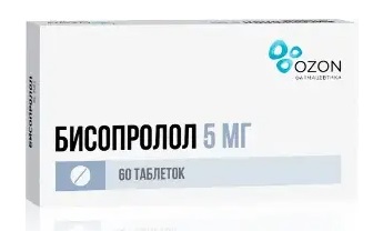 Бисопролол, таблетки, покрытые пленочной оболочкой 5мг, 60 шт Бисопролол, таблетки, покрытые пленочной оболочкой 5мг, 60 шт