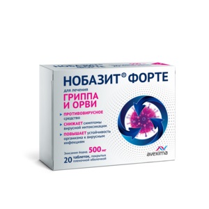 Нобазит Форте, таблетки, покрытые пленочной оболочкой 500мг, 20шт Нобазит Форте, таблетки, покрытые пленочной оболочкой 500мг, 20шт