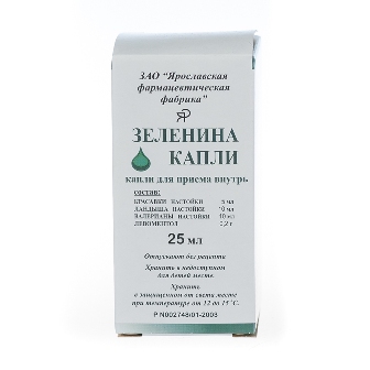 Зеленина капли, флакон 25мл Зеленина капли, флакон 25мл