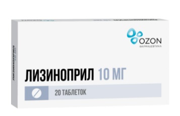 Лизиноприл, таблетки 10мг, 20 шт