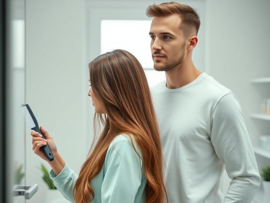 девушка и мужчина с красивыми волосами