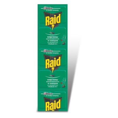 Купить рейд (raid) пластины от комаров хвоя, 10 шт в Арзамасе