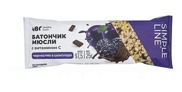 ABC Healthy Food (ABC Хэлси Фуд) батончик мюсли Чернослив в шоколаде с витамином С, 25г БАД