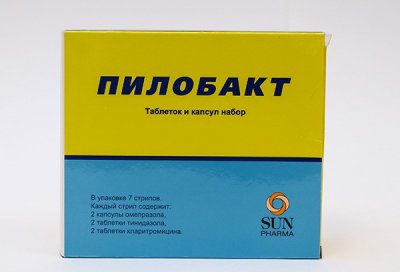 Купить пилобакт набор (кларитромицин-таблетки 250мг, омепразол-капсулы 20мг, тинидазол-таблетки 500мг), 42 шт в Арзамасе