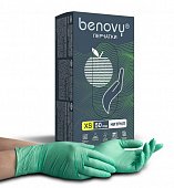 Купить перчатки benovy смотровые нитриловые нестерильные неопудренные текстурные на пальцах размер xs, 100 шт, зеленые в Арзамасе