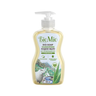 Купить biomio (биомио) мыло жидкое с гелем алоэ вера для чувствительной кожи увлажняющее, 300мл в Арзамасе