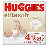 Купить huggies elitesoft (хаггис) подгузники 4, 8-14кг, 54 шт в Арзамасе