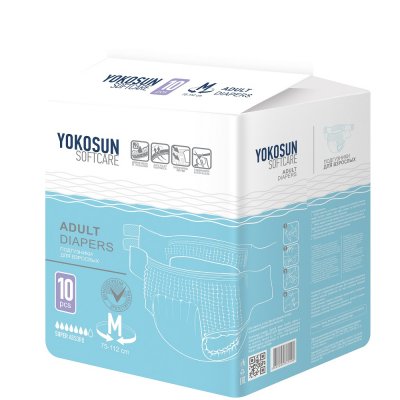 Купить yokosun (йокосан) подгузники на липучках для взрослых размер m, 10шт (объем 75-112см) в Арзамасе
