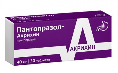 Купить пантопразол-акрихин, таблетки кишечнорастворимые, покрытые пленочной оболочкой 40мг, 30 шт в Арзамасе