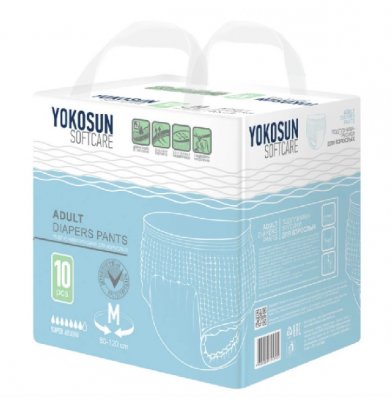Купить yokosun (йокосан) подгузники-трусики для взрослых размер м (объем 80-120см) 10 шт в Арзамасе