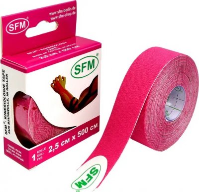 Купить лента (тейп) кинезиологическая sfm-plaster на хлопковой основе  2,5см х 5м розовый в Арзамасе
