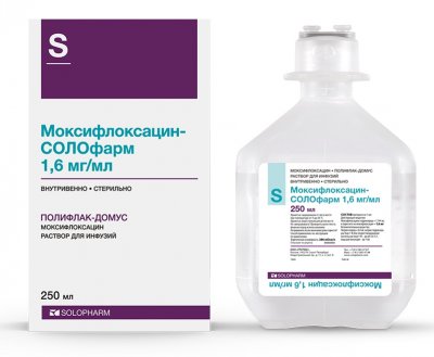 Купить моксифлоксацин-солофарм, раствор для инфузий 1,6мг/мл, флакон 250мл в Арзамасе