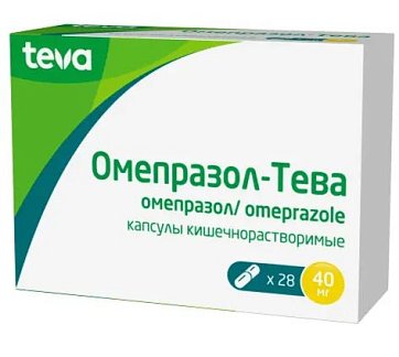 Омепразол-Тева, капсулы кишечнорастворимые 40мг, 28 шт