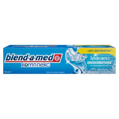 Купить бленд-а-мед (blend a med) зубная паста с ополаскивателем освежающая чистота перечная мята 125мл в Арзамасе