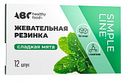 ABC Healthy Food (ABC Хэлси Фуд) жевательная резинка без сахара, Сладкая мята таблетки 12шт 