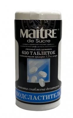 Купить maitre de sucre (мэтр де сукре) подсластитель столовый, таблетки 650шт в Арзамасе