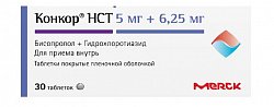 Купить конкор нст, таблетки покрытые пленочной оболочкой 5 мг+6,25 мг, 30 шт в Арзамасе