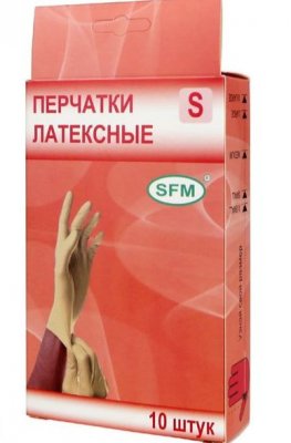 Купить перчатки sfm смотровые нестерильные латексные неопудрен текстурир размер s, 10 штук, натуральные в Арзамасе