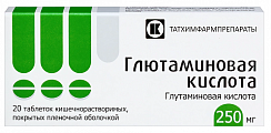 Купить глутаминовая кислота, таблетки, покрытые оболочкой 250мг, 20 шт в Арзамасе