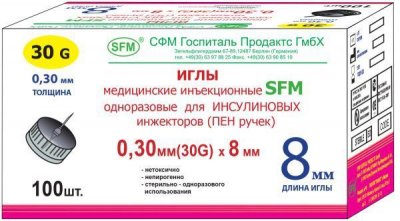 Купить иглы sfm для для инсулиновых инжекторов (пен ручек) 30g (0,30мм х 8мм) 100 шт в Арзамасе