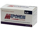 Купить меронем, порошок для приготовления раствора для внутривенного введения 500мг, флаконы 10 шт в Арзамасе