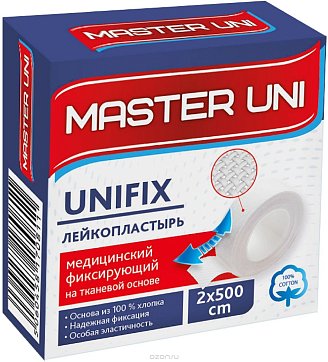 Пластырь Master Uni (Мастер-Юни) медицинский фиксирующий тканевая основа 2см х 5м