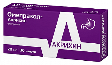 Омепразол-Акрихин, капсулы кишечнорастворимые 20мг, 30 шт