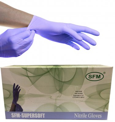 Купить перчатки sfm смотровые нестерильные нитриловые неопудрен текстурир размер l, 100 пар, фиолетовые в Арзамасе