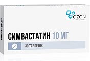 Купить симвастатин-озон, таблетки, покрытые пленочной оболочкой 10мг, 30 шт в Арзамасе