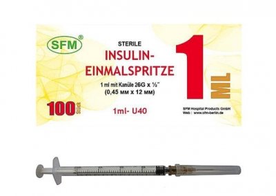 Купить шприц 1мл инсулиновый sfm 40ме/мл с иглой, 20шт в Арзамасе