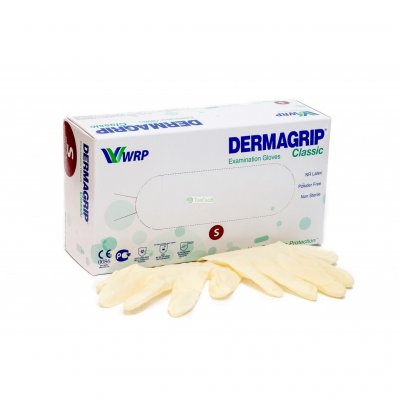 Купить перчатки dermagrip classic смотровые нестерильные латексные неопудрен размер s 50 пар в Арзамасе
