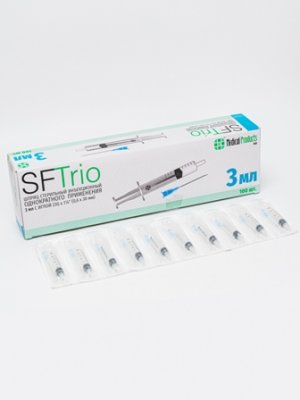Купить шприц 3мл sftrio трехдетальный стерильный без латекса с надетой иглой 23g (0,6х30 мм), 100 шт в Арзамасе