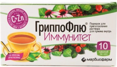 Купить гриппофлю иммунитет, пор. апельсин №10_бад (марбиофарм оао, россия) в Арзамасе