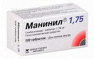 Купить манинил 1,75, таблетки 1,75мг, 120 шт в Арзамасе