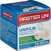 Купить пластырь master uni (мастер-юни) юнифилм полимерная основа 5х500см, 1 шт в Арзамасе