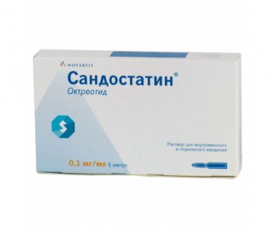 Купить сандостатин, раствор для внутривенного и подкожного введения 0,1мг/мл, ампула 1мл, 5 шт в Арзамасе