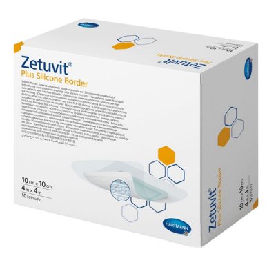 Купить silicone border plus zetuvit (цетувит) повязка суперабсорбент с контактным слоем из силикона самоклеящаяся 10см х10см, 10 шт в Арзамасе