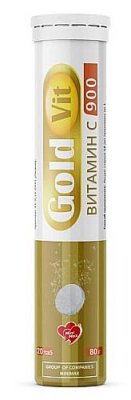 Купить gold vit (голд вит) витамин с 900, таблетки шипучие 4г, 20 шт бад в Арзамасе
