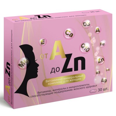 Купить витаминно-минеральный комплекс для женщин от а до zn, таблетки, покрытые оболочкой 1100мг, 30 шт бад в Арзамасе
