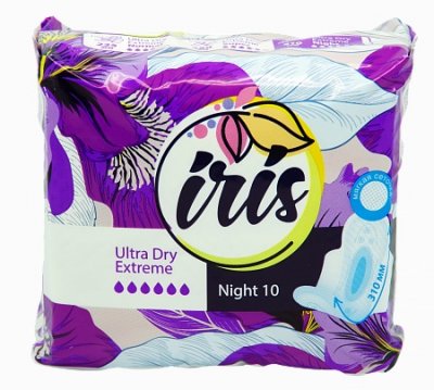 Купить iris (ирис), прокладки ультра найт драй экстрим, 10шт в Арзамасе