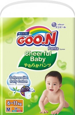 Купить goo.n (гуун) подгузники-трусики cheerful baby m 6-11кг 58 шт в Арзамасе