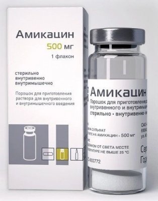 Купить амикацин, порошок для приготовления раствора для внутривенного и внутримышечного введения 500мг, флакон в Арзамасе