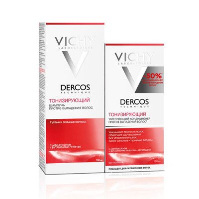 Купить виши деркос (vichy dercos) набор: шампунь тонизирующий против выпадения волос 200мл +бальзам тонизир в Арзамасе