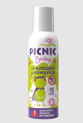 Купить пикник (picnic) baby аэрозоль от клещей и комаров, 125мл  в Арзамасе