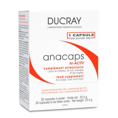 Купить дюкрэ анакапс (ducray аnacaps) три-актив для волос и кожи головы капсулы 30 шт бад в Арзамасе