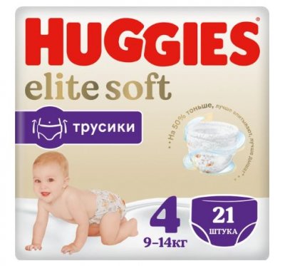 Купить huggies (хаггис) трусики elitesoft 4, 9-14кг 21 шт в Арзамасе