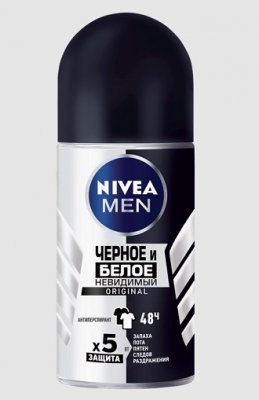 Купить nivea (нивея) для мужчин дезодорант шариковый невидимый черное и белое original, 50мл в Арзамасе